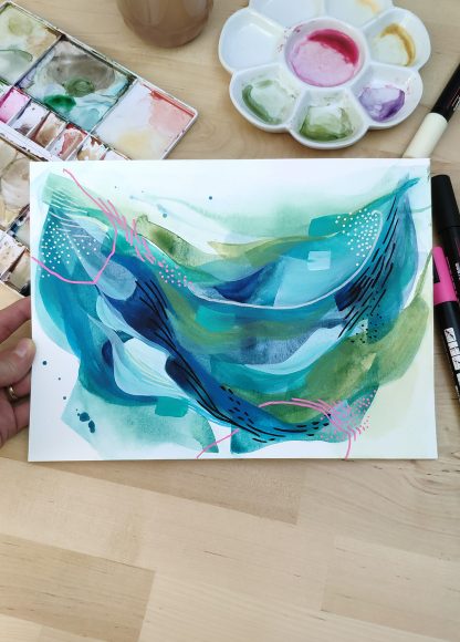 Courant marin, peinture abstraite de Vanessa Lim