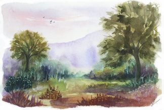 L'envolée, paysage à l'aquarelle de Vanessa Lim