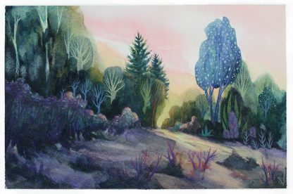 L'arbre bleu, paysage à l'aquarelle de Vanessa Lim